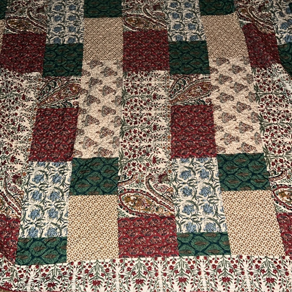Handmade Patchwork Quilt with Multicolor Design 96” x 104”